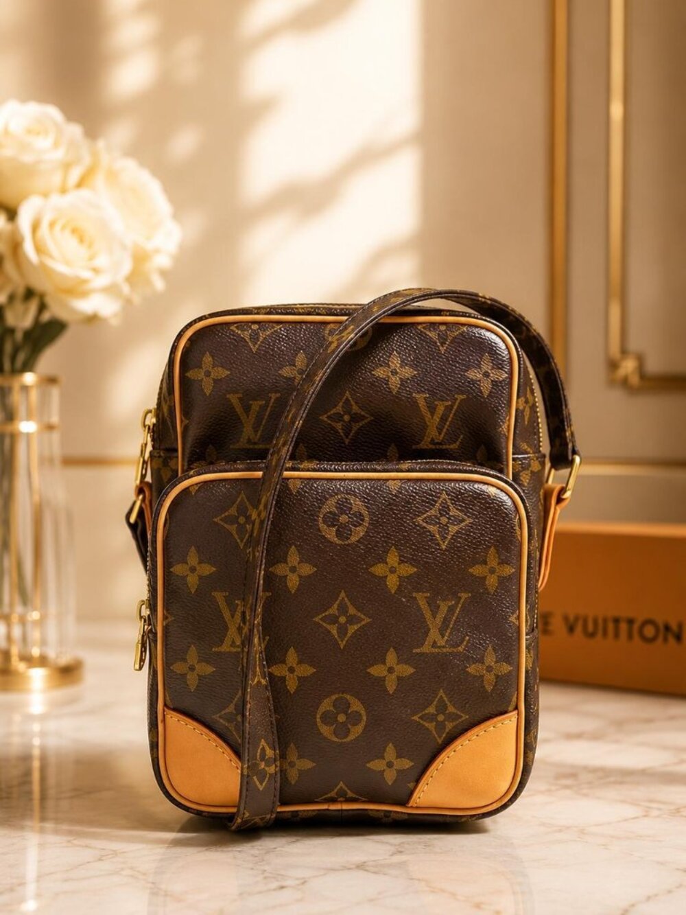 Authentic Louis Vuitton Amazon Monogram Canvas Crossbody Shoulder Bag